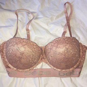 BEBE Pink Glitter Push-Up Bra